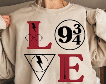 Preppy Coquette Valentines Sweatshirt, Potterhead Sweatershirt, HP Book Lover Gift, HP Fan, Wizard Magic School Sweatshirt,Bookish Valentine