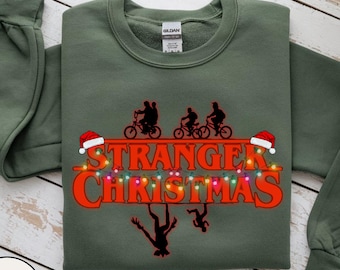 Fremder Weihnachtspullover, Merry Upside Down Xmas Pullover, Retro 80er Jahre Hoodie, lustiger Urlaub Sci-Fi Weihnachten Dinge Film Fans Sweatshirt
