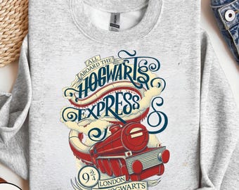 Hogwarts Express Wizard School Sweatshirt, Fantasy Magic Train Sweatshirt, Harry Potter Fan Gift, Bookish Merch, Fall Thanksgiving Sweater