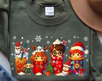 Harry Potter Weihnachten Sweatshirt, Buch-Liebhaber-Winter-Pullover, Magic HP Fan Pullover, Kaffee Sweatshirt, Gemütliches Harry Potter Winter-Sweatshirt