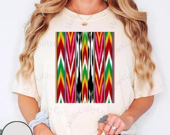 Vintage Mediterranean Ikat Pattern Shirt, Comfort Colors® Shirt, Traditional Suzani Pattern Art Tapestry Style, Gift for Her,Italian Vintage