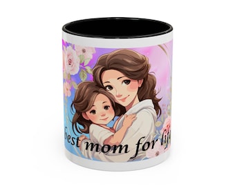 Tazza in ceramica con motivo floreale "Madre e Bambino" / Tazza da caffè con decorazioni pastello