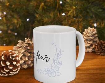 Tazza "Fede contro la paura" / Calligrafia, decorazioni floreali