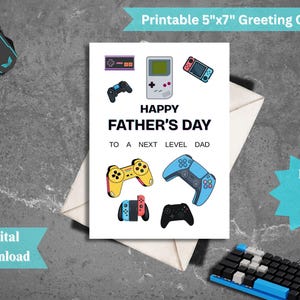 Gamer Vatertagskarte für Papa – Lustiger 13x18 Digitaler Download – Gaming Karte für Ihn – Sofortiges Download Geschenk für Gamer Papa