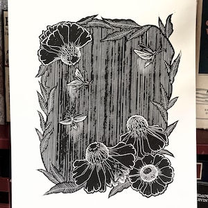Fireflies Linocut Print