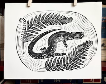 Shenandoah Salamander Linocut Print