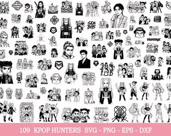 109 Kpop Demon Hunter Svg,Saja Boy Svg,Huntrix svg,Demon Hunters Inspired Svg,Cat And Bird Png