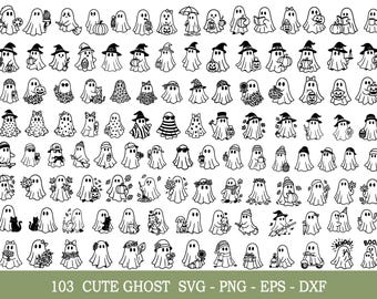 103 Ghost Svg Bundle, Ghost Outline Svg, Spooky Ghost Svg, Halloween svg, Ghost Svg, Cute Ghost Svg