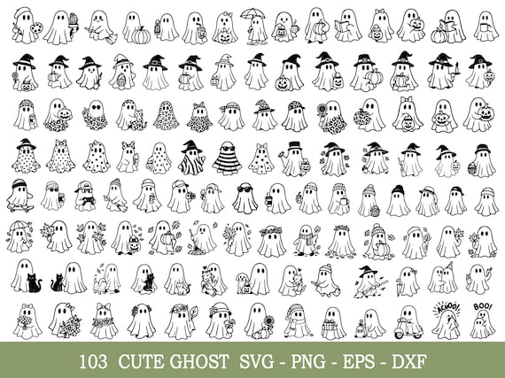 103 Ghost Svg Bundle, Ghost Outline Svg, Spooky Ghost Svg, Halloween svg, Ghost Svg, Cute Ghost Svg