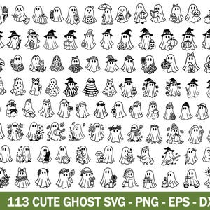 Paquete de SVG de fantasma, SVG de contorno de fantasma, SVG de fantasma espeluznante, SVG de Halloween, SVG de fantasma, SVG de fantasma lindo