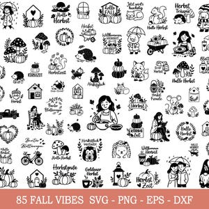 Archivo para plotter de otoño, otoño svg, hola otoño, magia de otoño svg, archivo láser de otoño, calabaza svg, erizo svg, seta svg