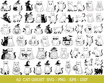Funny Cat Ghost Svg Bundle, Cat Quotes Svg, Cute Cat Ghost, Cat Lovers, Halloween Cat Svg