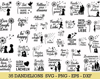 German Dandelions Plotter files, Dandelions Svg, Motivational Sayings, German Svg, Plotter file Svg, Floral Clipart