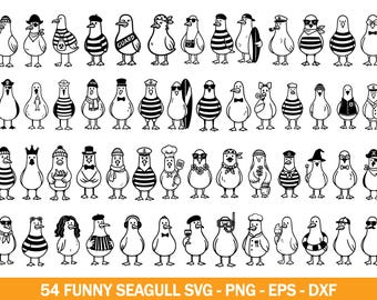 Seagull SVG バンドル、Moin Sailor、Fynny Seagull SVG、Maritime SVG、Seagull レーザーファイル