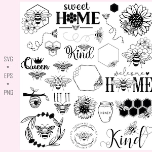 Bee Svg-bundel, Bee Hive Svg, Bee Png, honingraat Svg Cricut gesneden bestand