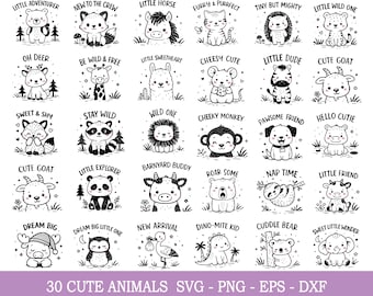 30 Cute Animals SVG Bundle, Woodland Animals, Safari Animals, Kawaii ...