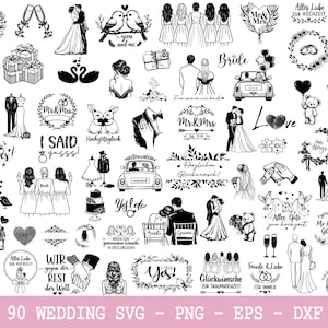 Bröllopsikoner SVG, Herr och Fru Monogram, Brud SVG, Bröllop SVG, Bröllopstidslinje Svg, Kärleksklippfil