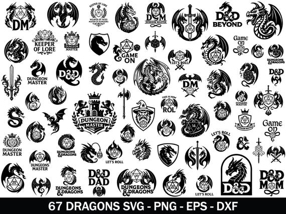 Dungeons and Dragons SVG Bundle, D&D Logo, DND Dice Gift Svg, Dnd Accessories Png, Dungeon Master Dice Clipart, Game Master Svg