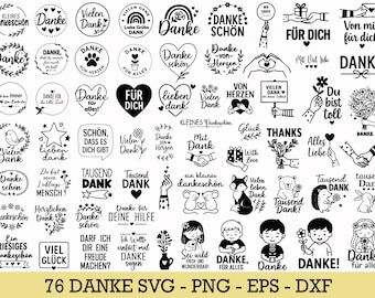 Thank You Svg Bundle, Plotter File, German Sayings Svg, Thank You Svg bundle, German Quotes