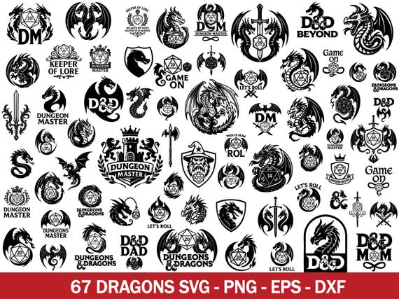 Dungeons and Dragons SVG Bundle, D&D Logo, DND Dice Gift Svg, Dnd Accessories Png, Dungeon Master Dice Clipart, Game Master Svg