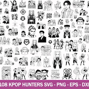 Kpop Demon Hunter Svg,Saja Boy Svg,Huntrix svg,Demon Hunters Inspired Svg,Cat And Bird Png