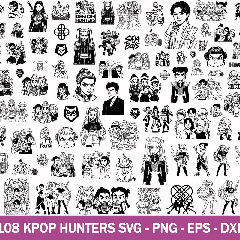 kpop-demon-hunters-black-and-white-clipart-etsy