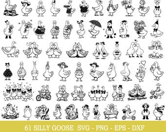 61 Silly Goose Svg Bundle, Funny Goose, Cute Goose Svg, Sassy Animal Silly Goose Png