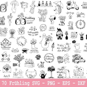Vårplotterfil, Hej vårordspråk, Frühling Svg, Tyska vår SVG-designer