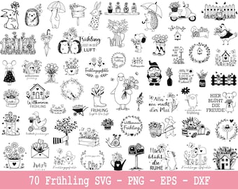 Spring Plotter File, Hello Spring Sayings, Frühling Svg, German Spring SVG Designs