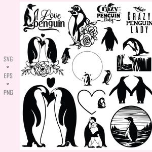 26 Penguin SVG, Penguin Clipart, Penguin Cut Files, Penguin Silhouette, Cute Penguin Svg