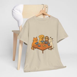 Animal Friends Playing Pokemon Unisex Tee, Animal Themed Gift, Casual Wear for Animal Enthusiasts, Fun Gift for Pet Owners