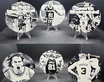 4” Double Sided Laser Etched Acrylic Christmas Ornament – Custom & Personalized- San Antonio Spurs merchandise
