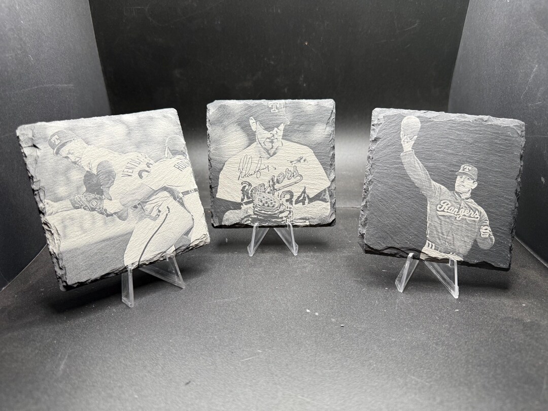 4” Laser Etched Slate Coaster – Custom & Personalized- Nolan Ryan Texas ...