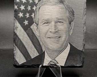 Laser Etched US Presidents Slate Coaster, Patriotic Gift