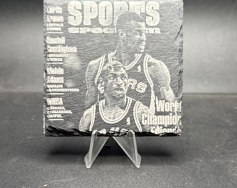 Dessous de verre en ardoise gravé au laser de 4 po. – Personnalisés et produits dérivés des San Antonio Spurs