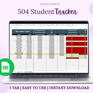 504 Student Compliance Tracker | Auto Dates + Conditional Alerts (Google Sheets Template)