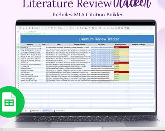 Literature Review Tracker | Automated Research Spreadsheet | Thesis & Dissertation Organization Tool | Google Sheets
