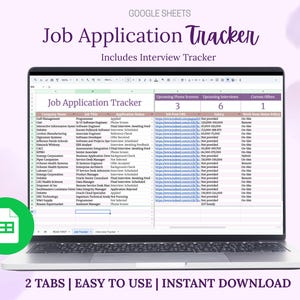 Job Application Tracker – Google Sheets | Job Search + Interview Planner, Automated