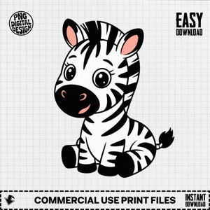 Baby Zebra Clipart, Cute Baby Animal Clipart, Baby Nursery Clipart, Jungle Safari, Baby Shower Clipart, Zebra Png