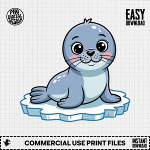 Baby Seal Clipart, Cute Baby Animal Clipart, Baby Nursery Clipart, Winter Clipart, Baby Shower Clipart, Baby Seal Png