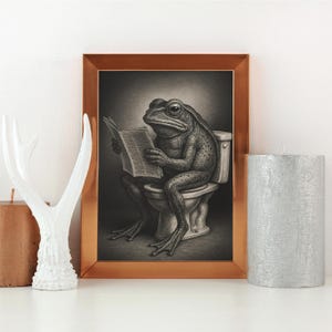 Retro Frog on Toilet Print: Quirky Bathroom Art (Digital Download #V1)