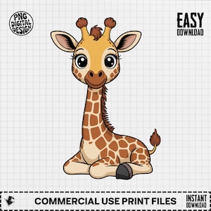 Baby Giraffe Clipart, Cute Animal Clipart, Baby Nursery Clipart, Jungle Safari, Baby Shower Clipart, Baby Giraffe Png