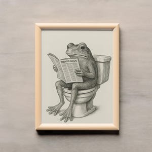 Retro Frog on Toilet Print: Quirky Bathroom Art (Digital Download #V2)