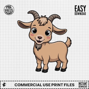 Baby Goat Clipart, Cute Baby Animal Clipart, Baby Farm Clipart, Farm Animals, Baby Shower Clipart, Baby Goat Png