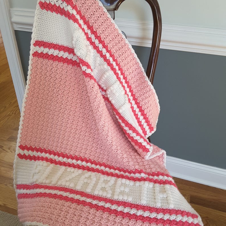 Crochet Baby Blanket Crocheted Baby Blanket Personalized Etsy