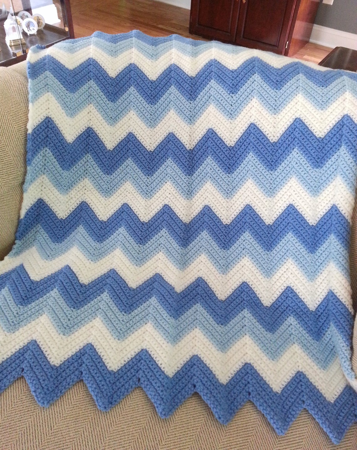 Crochet Baby Blanket Baby Boy Blanket Crochet Ripple Etsy