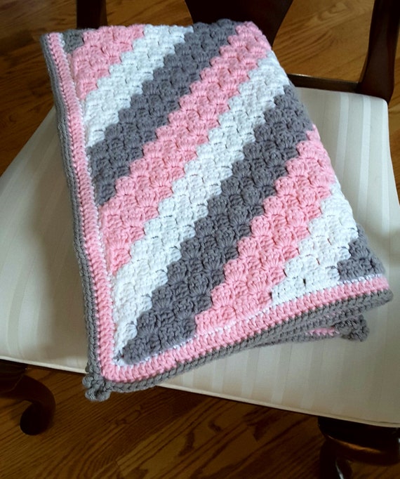 Baby Blanket Diagonal Blanket Crocheted Blanket Stroller Etsy