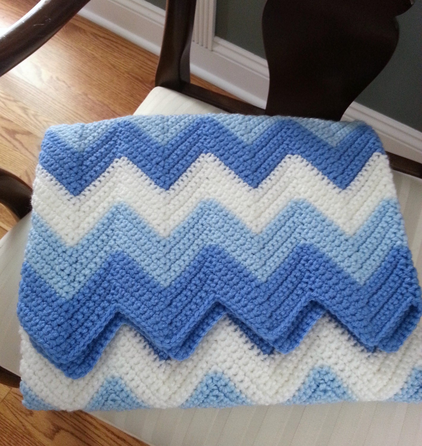 Crochet Baby Blanket Baby Boy Blanket Crochet Ripple Etsy