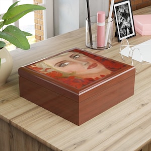 Keramik Schmuckschatulle: Ölgemälde Kunst, Rubberwood Andenken