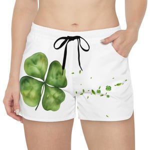 Lucky Clover Women&#39;s Casual Shorts, St. Patrick&#39;s Day Gift, Summer Essential, Beachwear, Sports, Relaxed Fit